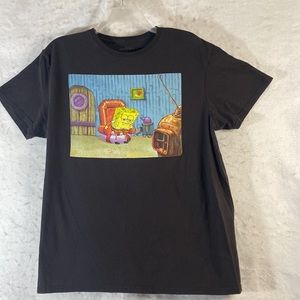 SpongeBob SquarePants Graphic Black Short Sleeve Crew Neck T-Shirt Unisex
